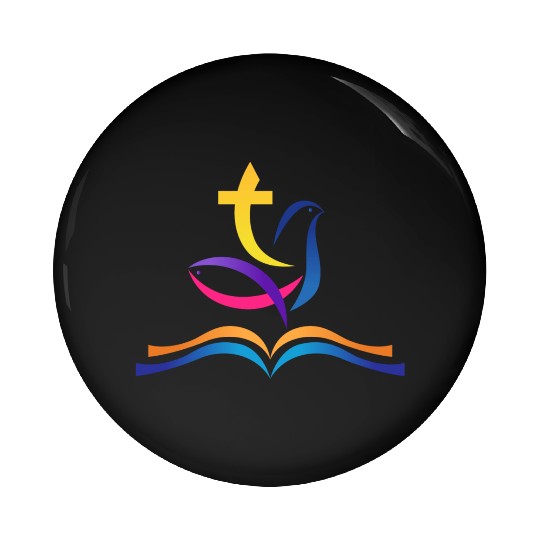 religion dove fish cross Pin Buttons