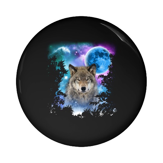 Timber Wolf MidNight Forest Pin Buttons