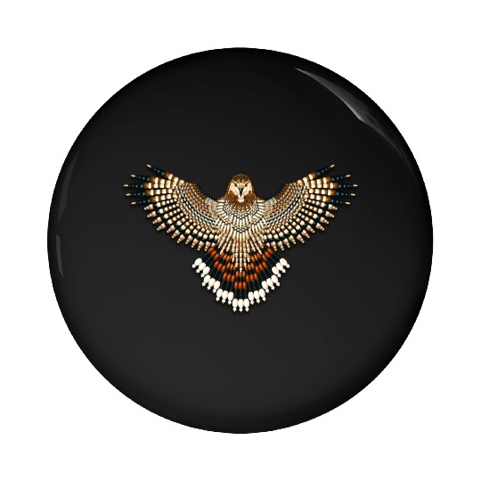 Beaded Red-Tailed Hawk Pin Buttons