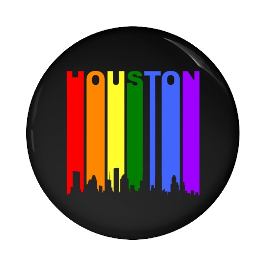 Houston Texas Rainbow Skyline LGBT Gay Pride Pin Buttons