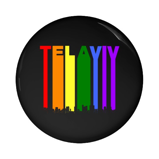 Tel Aviv Israel Skyline Rainbow LGBT Gay Pride Pin Buttons
