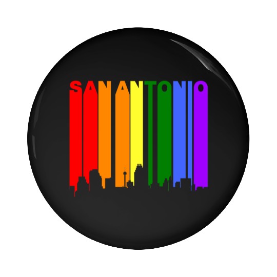 San Antonio Texas Gay Pride Rainbow Skyline Pin Buttons