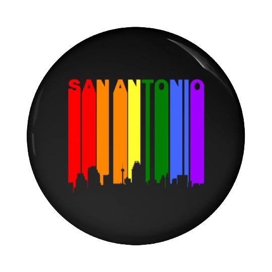 San Antonio Texas Gay Pride Rainbow Skyline Pin Buttons