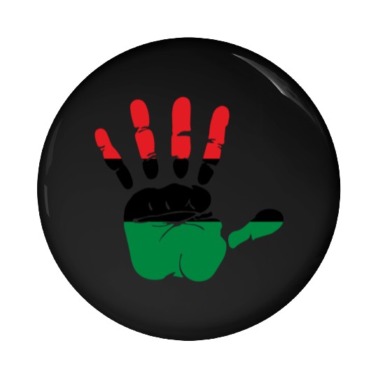 Pan African Flag Hand Print Sign Afro- American Pin Buttons