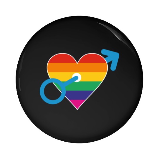 Rainbow heart male Pin Buttons