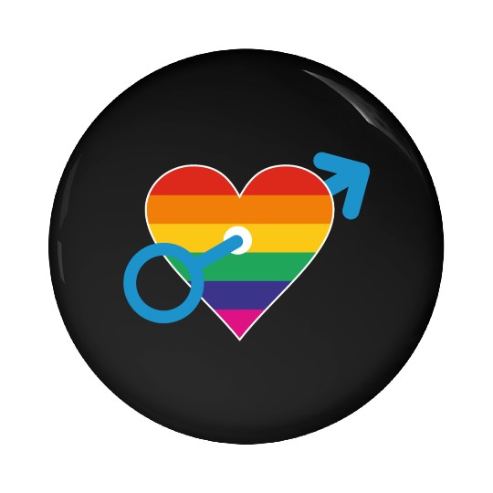 Rainbow heart male Pin Buttons
