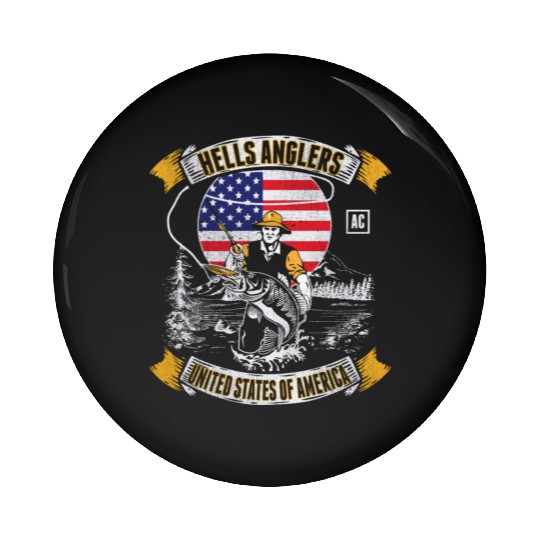 HELLS ANGLERS USA fishermen angler used look Pin Buttons