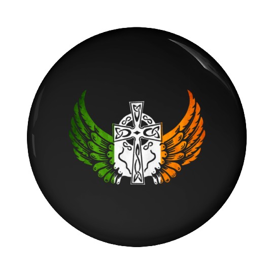 Irish Flag Design Celtic Cross Irish gift Pin Buttons