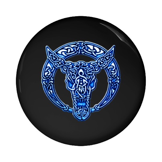 Blue Celtic Bull Pin Buttons