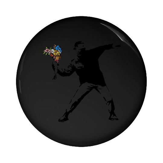 Banksy Rage Flower Thrower Pin Buttons