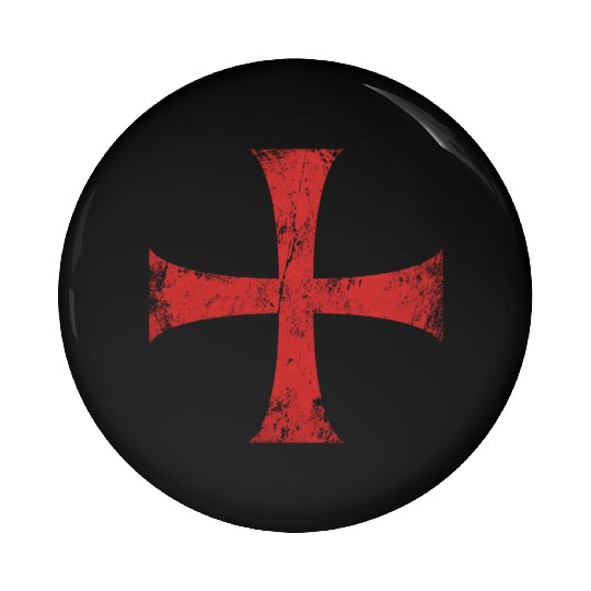 Distressed Crusader Knights Templar Cross Pin Buttons