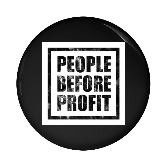 People Before Profit - Human Rights Poster (Black) Pin Buttons