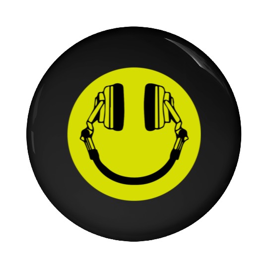 Headphone Smiley Acid House Cans MUSIC RAVE WEED D Pin Buttons