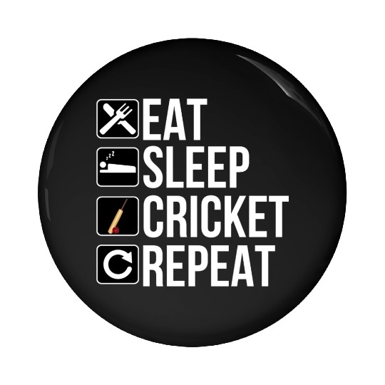Cricket Player Gift - Eat Sleep Cricket Repeat Pin Buttons