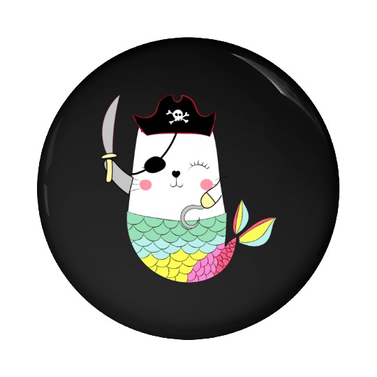 Kid Girls Mercat Mermaid Cat Pirate Halloween Gift Pin Buttons