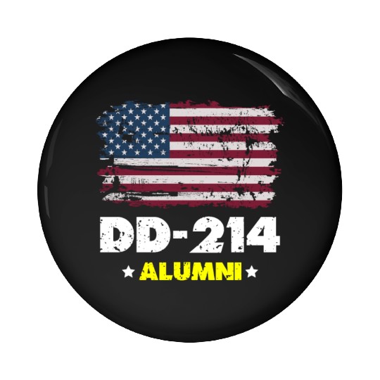 DD-214 Us Armed Forces Alumni American Flag Pin Buttons