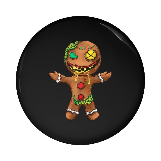 Zombie Christmas Gingerbread Man Funny Holiday Pin Buttons