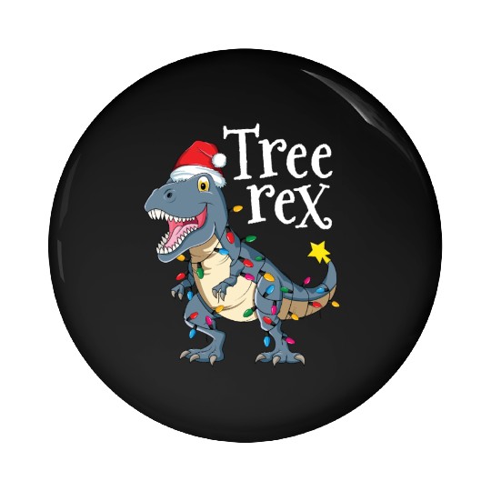 Tree Rex Dinosaur Christmas Pin Buttons Boy Kid Men