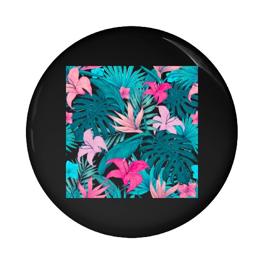 Elegant Tropical Floral Background Pin Buttons
