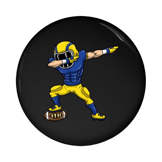 Dabbing Football Pin Buttons Blue Yellow Team Kids Gift