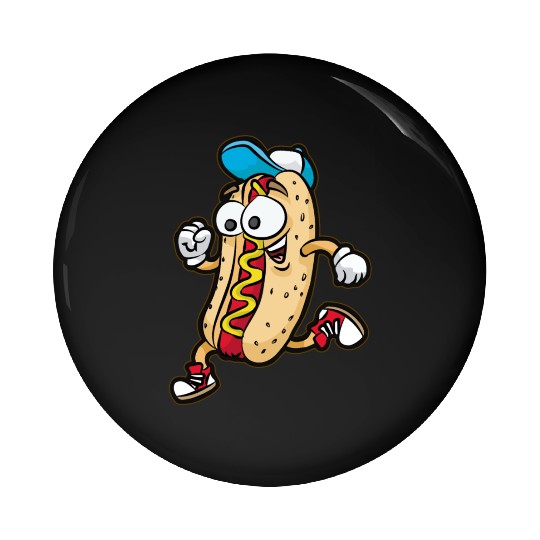 Happy RUNNING HOTDOG BUN Fast Food Marathon Pin Buttons