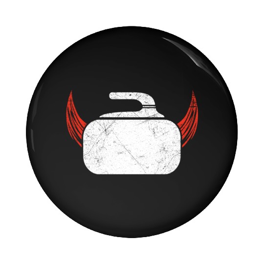Curling Devil Ice Sports Sweeper Ice Rink Gift Pin Buttons