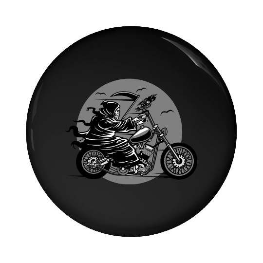 Death Motorcycle Death Grim Reaper Crow Gift Idea Pin Buttons