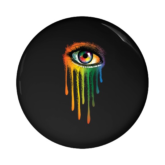 Crying Colorful Tears Sad Eyes Artistic Watercolor Pin Buttons