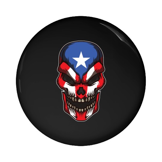 Puerto Rico Skull | Proud Boricua Flag Pin Buttons