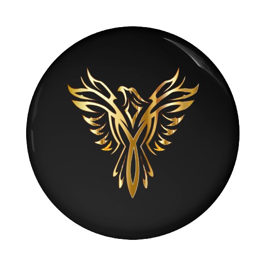 Golden Phoenix Bird Pin Buttons