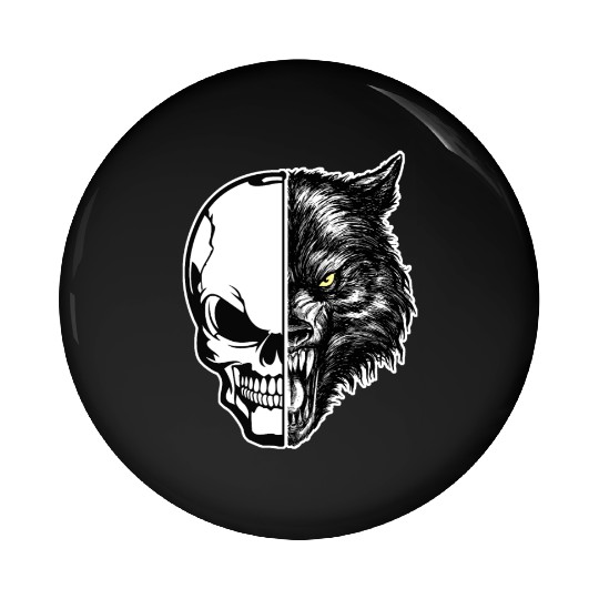 skull and wolf Pin Buttons