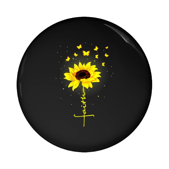 Faith Butterfly Sunflower Flower Pin Buttons