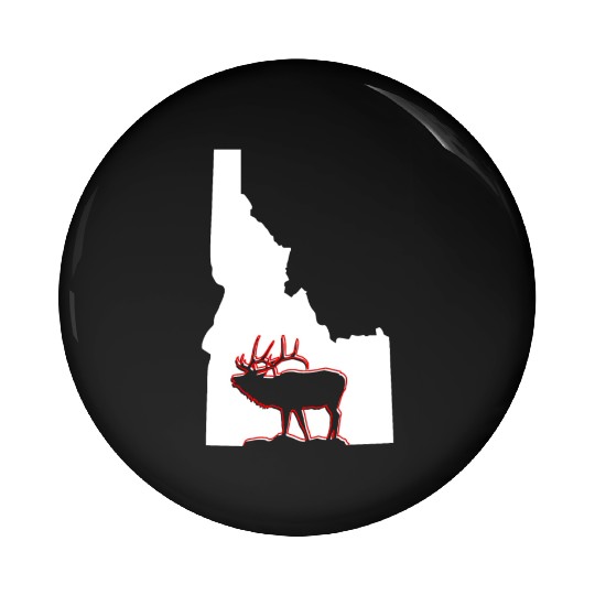 Idaho state with outline of Elk inside combi Pin Buttons