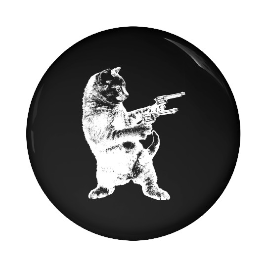 Gunslinger Kitty Cat gun cat Pin Buttons