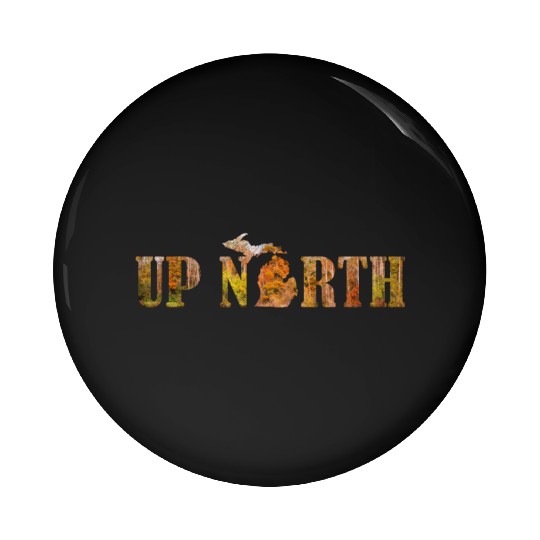 Up North Michigan Fall Leaves Silhouette Design Pin Buttons