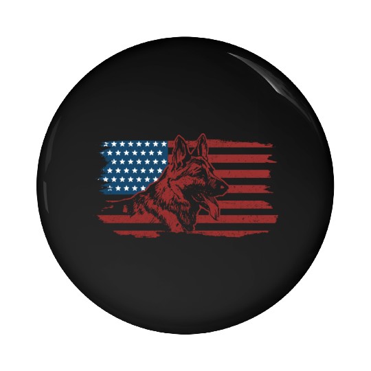 German Shepherd Dog American Flag Patriotic Pin Buttons