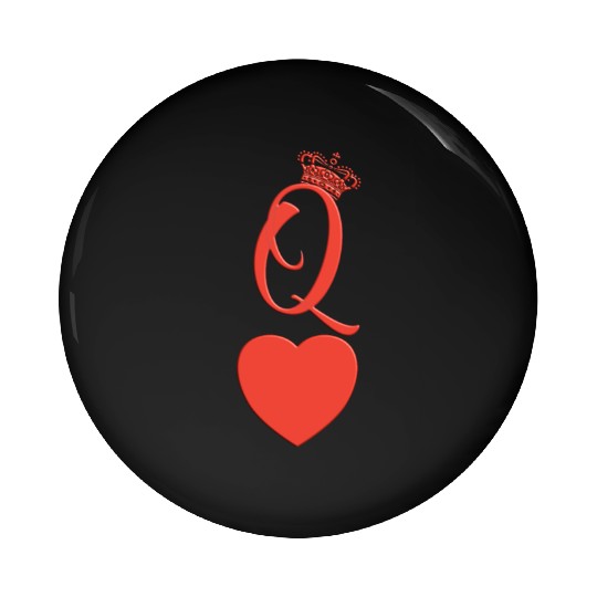 queen heart crown queen of hearts playing card Pin Buttons