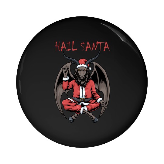 Christmas Hail Santa Satanism Goat Baphomet Satan Pin Buttons