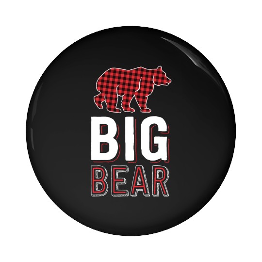 Big Bear Kids Red Buffalo Plaid Matching Family Pin Buttons
