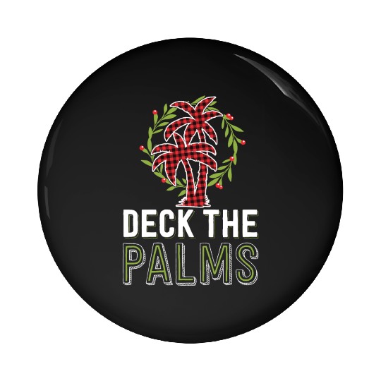 Deck The Palms Tropical Hawaiian Buffalo Plaid Pin Buttons