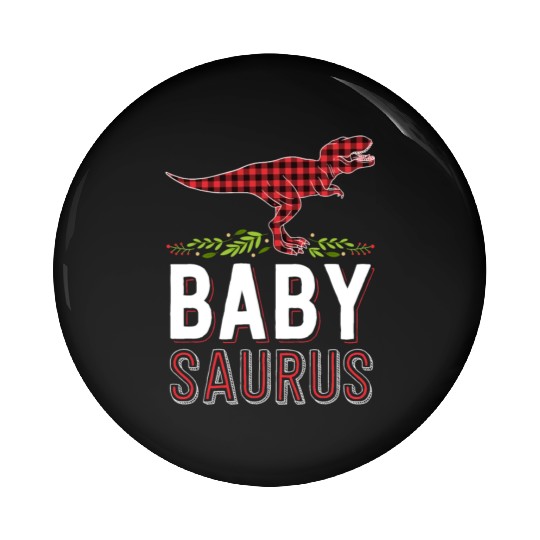 Baby Saurus T Rex Kid Red Plaid Matching Family Pin Buttons