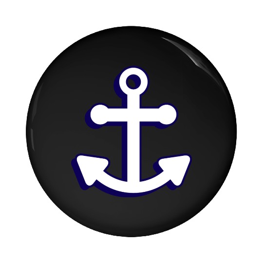 Nautical boat anchor in navy blue and white 3D Pin Buttons