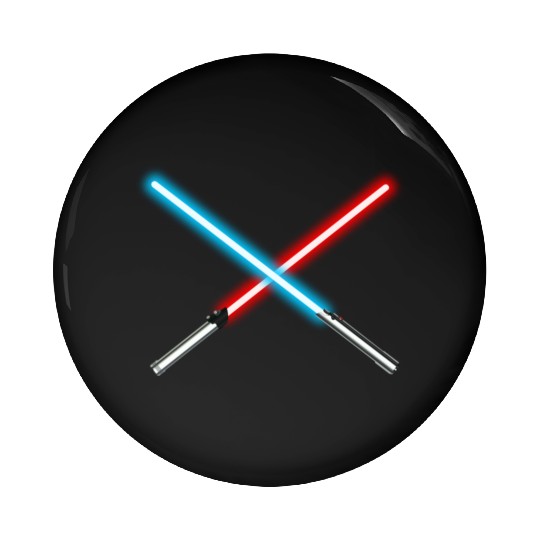 Red and Blue Dueling Crossed Lightsabers Pin Buttons