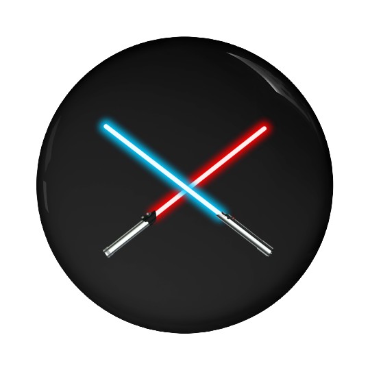 Red and Blue Dueling Crossed Lightsabers Pin Buttons