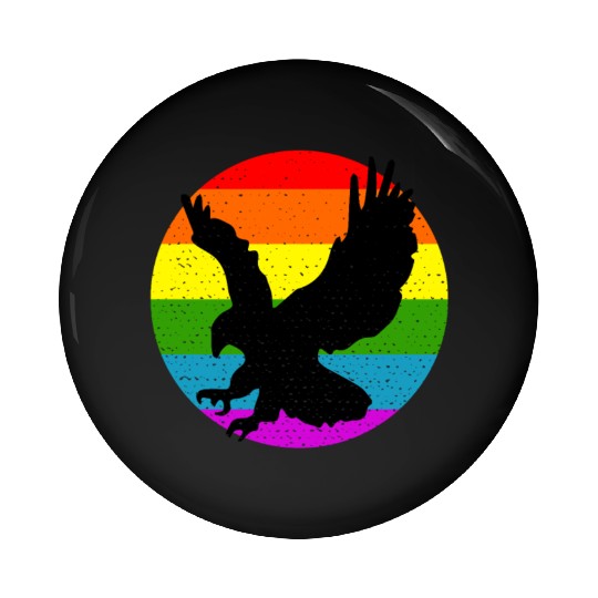 Rainbow Hawk Pin Buttons