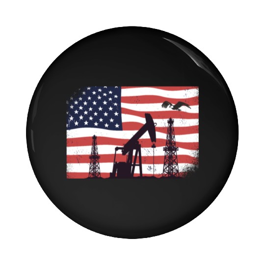 Oil Rig Worker Pump USA American Gas Oilfield Pin Buttons