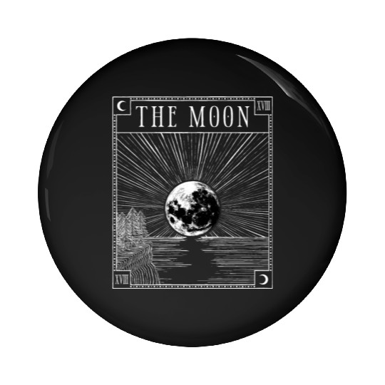 Moon Tarot Card XVIII Occult Witchcraft Gothic Pin Buttons