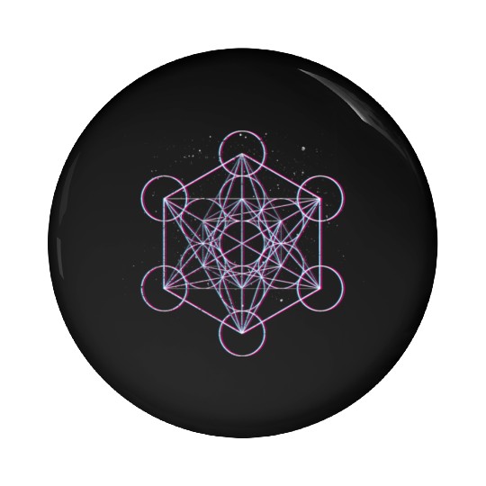 Sacred Geometry Metatrons Cube Psy Trance Yoga Pin Buttons