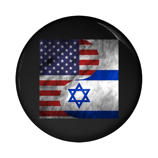 USA Israel Dual Yin Yang Flag Pin Buttons
