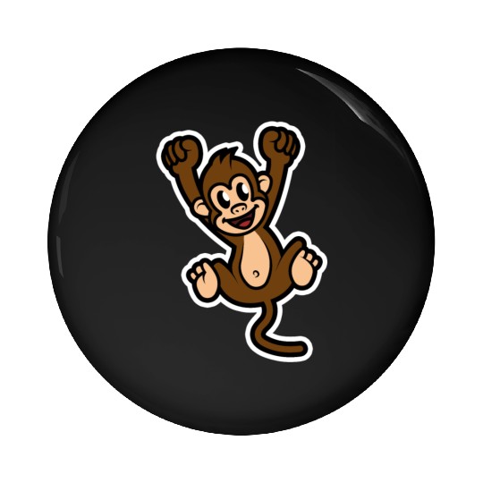 Brown Monkey - Cartoon Animals - Cartoon Island Pin Buttons